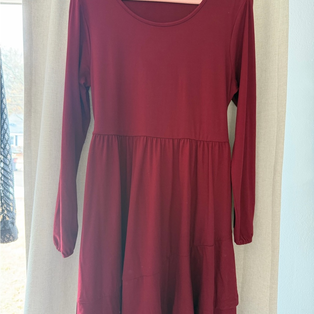 Burgundy Long Sleeve Dress